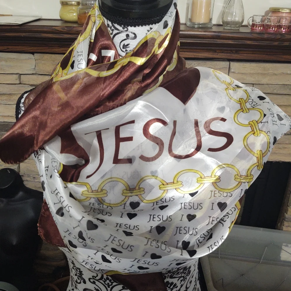 I ❤️ Jesus Satin and Chiffon Scarf